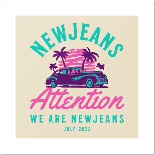 NewJeans attention car retro typography Morcaworks Posters and Art